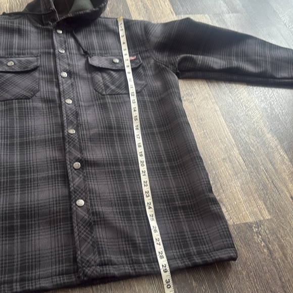 Dickies Gray And Black Plaid Hooded Men’s Jacket Size Medium 38-40 Snap Closure - Picture 5 of 10